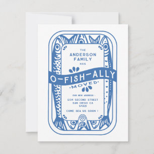 Vintage We Have O-Fish-Ally Moved Sea Sardine Blue Note Card