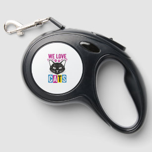 Vintage We Love Cats Cat Face Graphic T-Shirt Desi Retractable Pet Leash