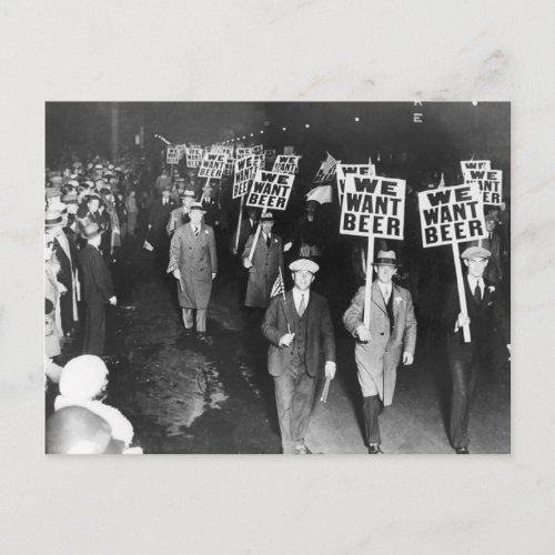 Vintage We Want Beer Prohibition Protest Postcard