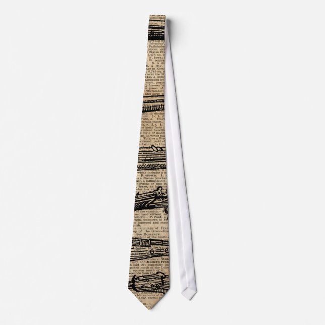Vintage Weapons Antique Guns Dictionary Art Tie (Front)