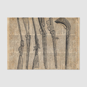 Vintage Weapons Antique Guns Dictionary Art Tissue Paper