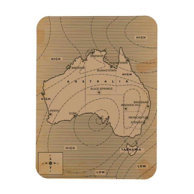Vintage weather map of Australia Magnet (Vertical)
