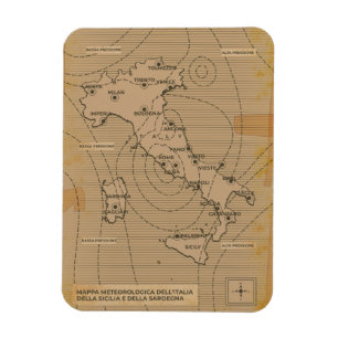 Vintage weather map of Italy, Scilly and Sardinia Magnet