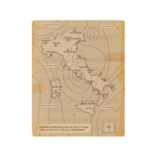 Vintage weather map of Italy, Scilly and Sardinia Metal Print