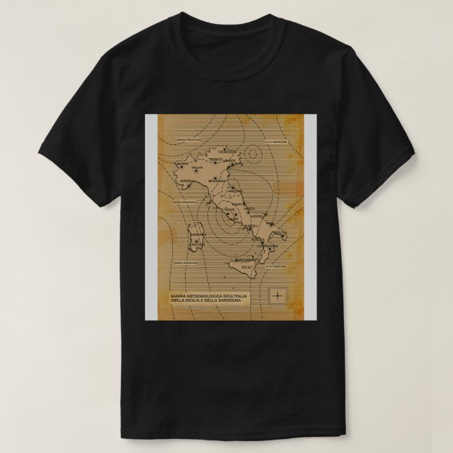 Vintage weather map of Italy T-Shirt (Design Front)