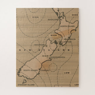 Vintage weather map of New Zealand Jigsaw Puzzle