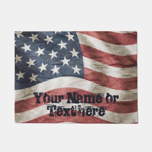 Vintage Weathered American Flag Doormat