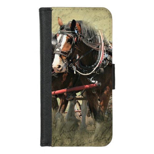 Vintage Weathered Clydesdale Postcard iPhone 87 Wallet Case