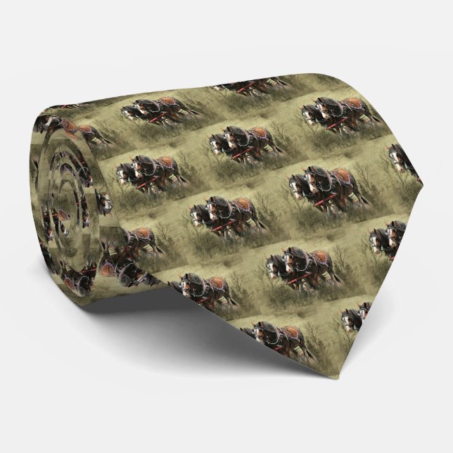 Vintage Weathered Clydesdale Postcard Neck Tie (Rolled)