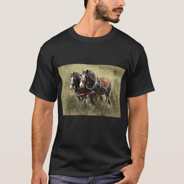 Vintage Weathered Clydesdale Postcard T-Shirt (Front)