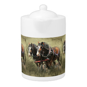 Vintage Weathered Clydesdale Postcard Teapot