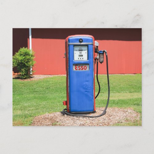 Vintage Weathered Esso Outside Gas Pump Postcard
