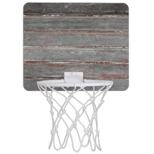 Vintage Weathered Faded Paint Wood Wall Mini Basketball Hoop