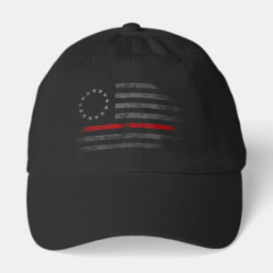 Vintage Weathered Red Line American Flag Hat