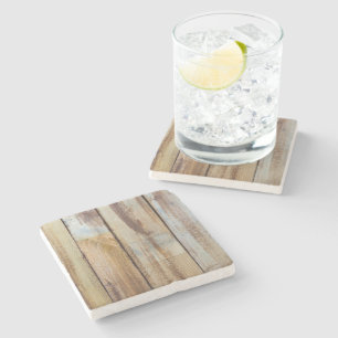 Vintage Weathered Wood Planks Stone Coaster – Rust