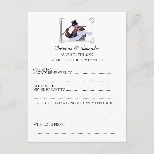 Vintage Wedding Ad Lib Cards Advice 1920's Theme (Front)