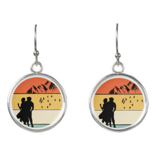 Vintage Wedding Anniversary Couple Drop Earrings
