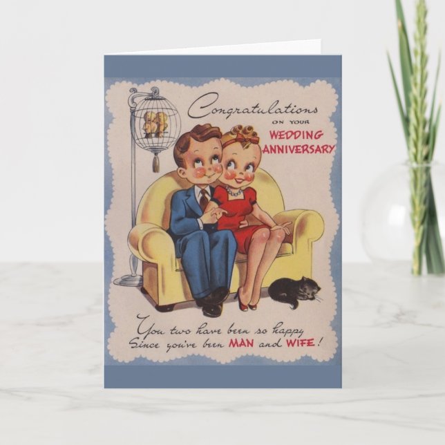 Vintage Wedding Anniversary Greeting Card (Front)