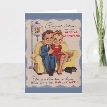Vintage Wedding Anniversary Greeting Card by RetroMagicShop at Zazzle