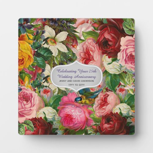 Vintage Wedding Anniversary ROSES _ Commemorative Plaque