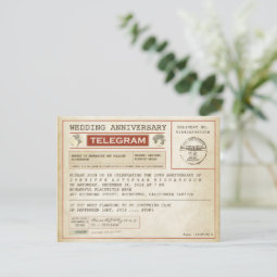 vintage wedding anniversary telegram invitation | Zazzle