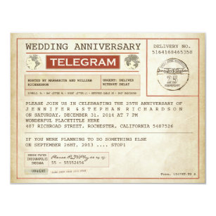 Vintage Telegram Elegant White Personalized Wedding Thank You Cards