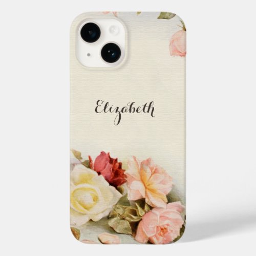 Vintage Wedding Antique Garden Rose Flowers Case_Mate iPhone 14 Case