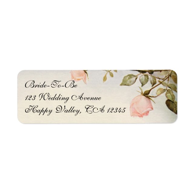 Vintage Wedding Antique Garden Rose Flowers Label (Front)