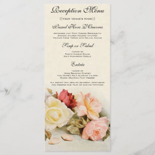 Vintage Wedding Antique Garden Rose Flowers Menu