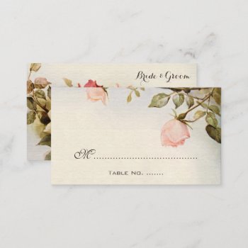 Vintage Wedding Antique Garden Rose Flowers Place Card by InvitationCafe at Zazzle