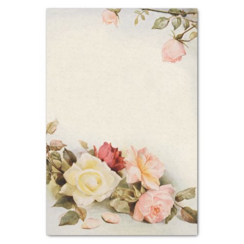 Vintage Wedding Antique Garden Rose Flowers Tissue Paper