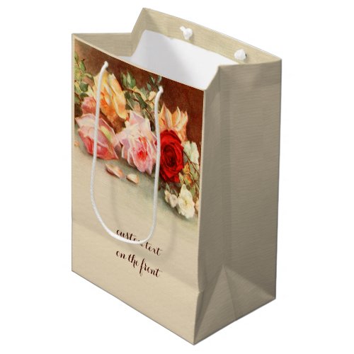 Vintage Wedding Antique Roses Flowers Still Life Medium Gift Bag