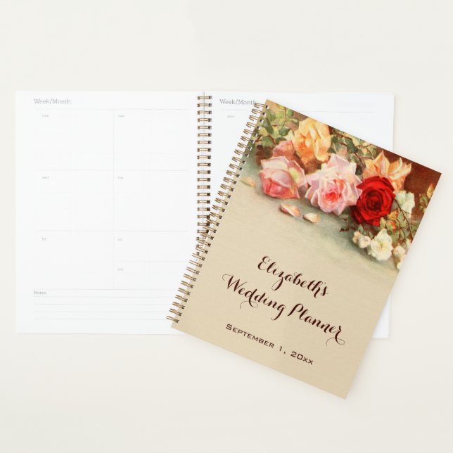 Vintage Wedding, Antique Roses Flowers Still Life Planner (Display)