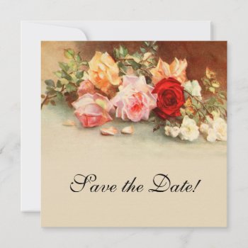 Vintage Wedding  Antique Roses Flowers Still Life Save The Date by InvitationCafe at Zazzle