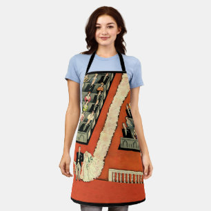 Vintage Wedding, Art Deco Bride and Groom Newlywed Apron