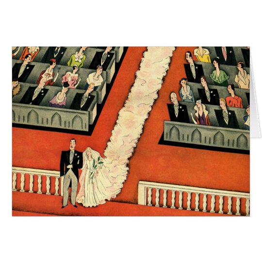 Vintage Wedding, Art Deco Bride and Groom Newlywed Card