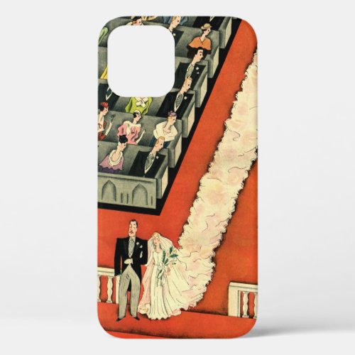 Vintage Wedding Art Deco Bride and Groom Newlywed iPhone 12 Case