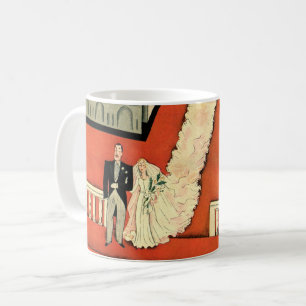 Vintage Wedding, Art Deco Bride and Groom Newlywed Coffee Mug