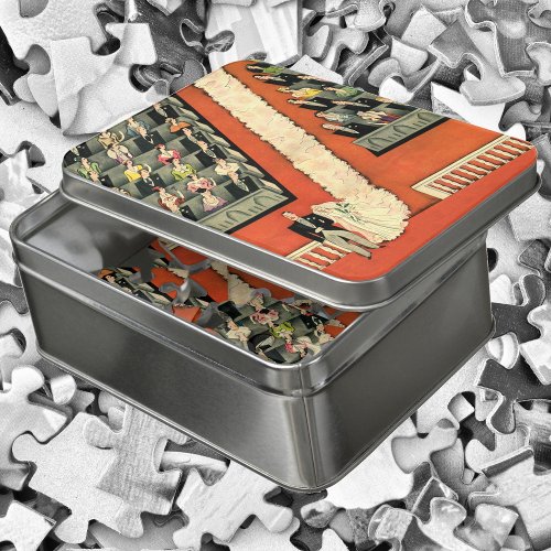 Vintage Wedding Art Deco Bride and Groom Newlywed Jigsaw Puzzle