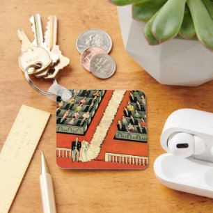 Vintage Wedding, Art Deco Bride and Groom Newlywed Keychain