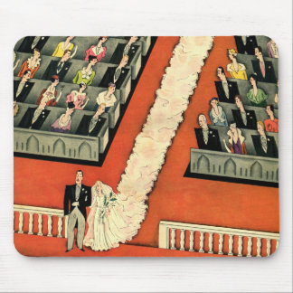 Vintage Wedding, Art Deco Bride and Groom Newlywed Mouse Pad