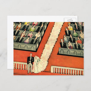 Vintage Wedding, Art Deco Bride and Groom Newlywed Postcard