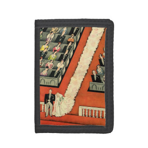 Vintage Wedding, Art Deco Bride and Groom Newlywed Tri-fold Wallet