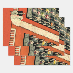 Vintage Wedding, Art Deco Bride and Groom Newlywed Wrapping Paper Sheets