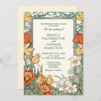 Vintage Wedding Art Nouveau Floral Invitation