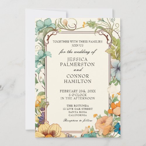 Vintage Wedding Art Nouveau Floral Invitation