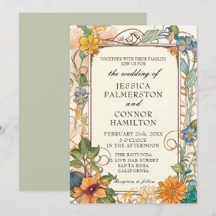 Vintage Wedding Art Nouveau Floral Invitation