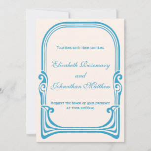 Vintage Wedding Art Nouveau Stylized Peacock Birds Invitation