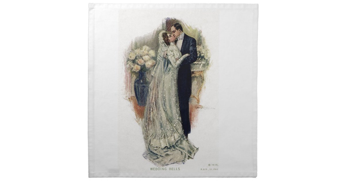 Vintage Wedding Bells Bride And Groom Cloth Napkin Zazzle Com