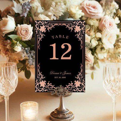  Vintage Wedding Black Pink Elegant Antique Ornate Table Number